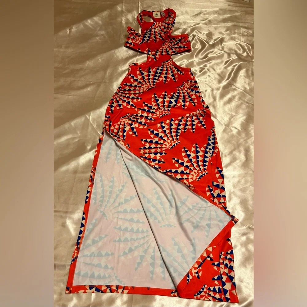 Adidas Red Geometric Maxi Dress - Picture 5 of 8